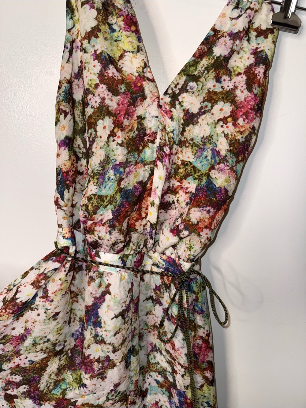 GUESS Los Angeles Floral Halter Maxi Dress Y2K Boho Watercolor Multicolor - Picture 4 of 9